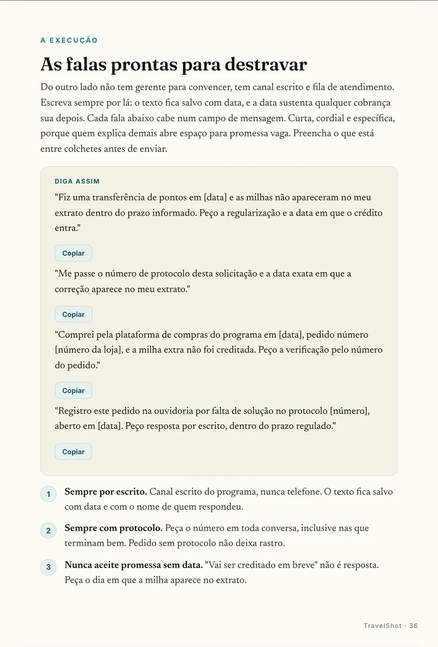 Falas prontas: A fala exata pra cobrar milha atrasada, por escrito e com protocolo